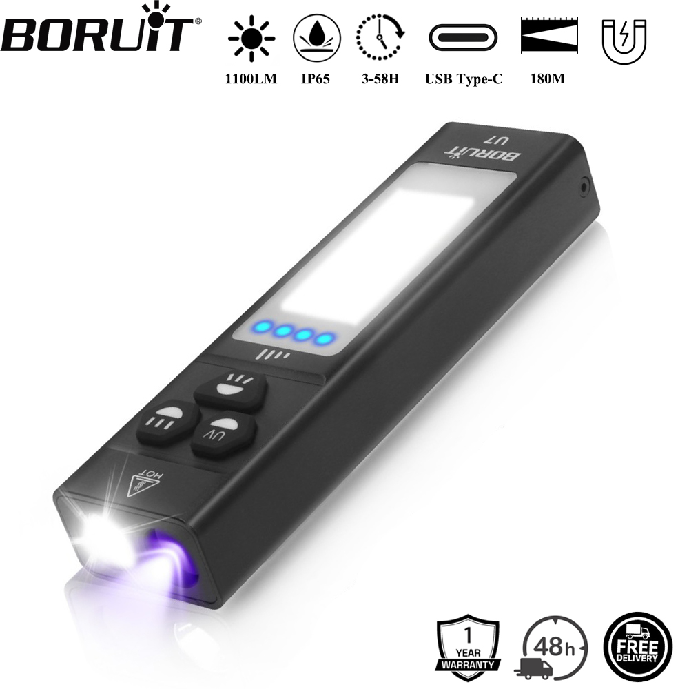 Battery Outdoor Camping - BORUiT U7 УФ-светодиодный фонарик EDC 1100LM