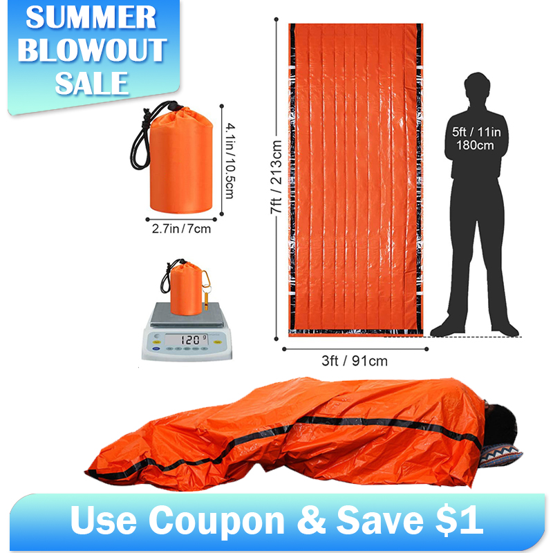 Outdoor Camping Essential Gear - Аварийный майларовый спальный мешок, термоводонепроницаемый -