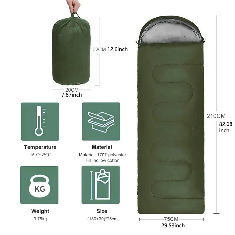 Outdoor Camping Sleeping Bag - Легкий спальный мешок для кемпинга, 4-сезонный,
