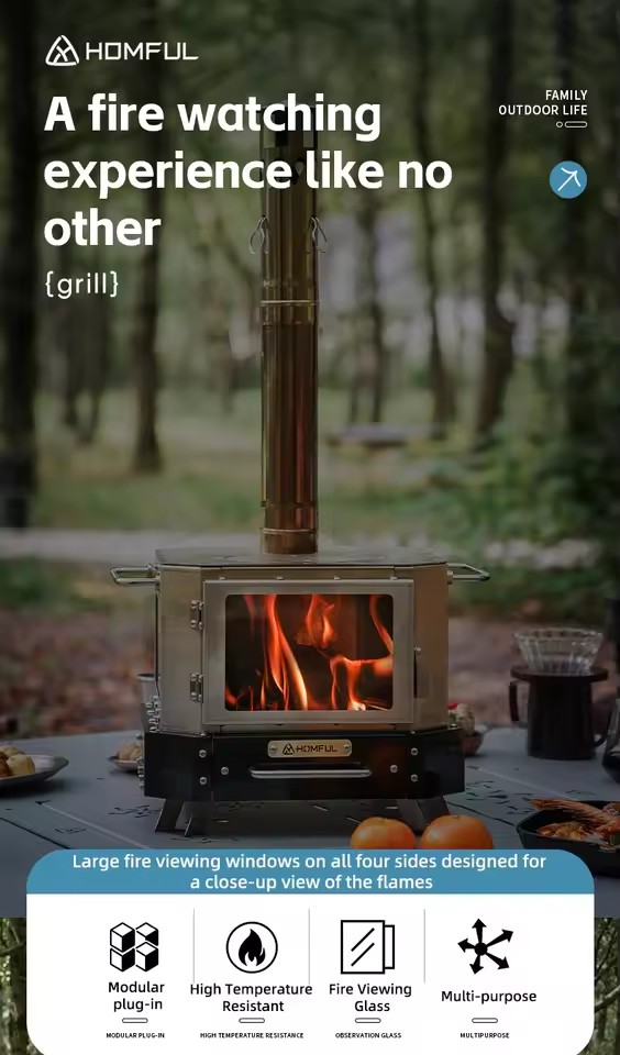 Портативная дровяная печь HOMF – обзор и цена Outdoor Camping Oven