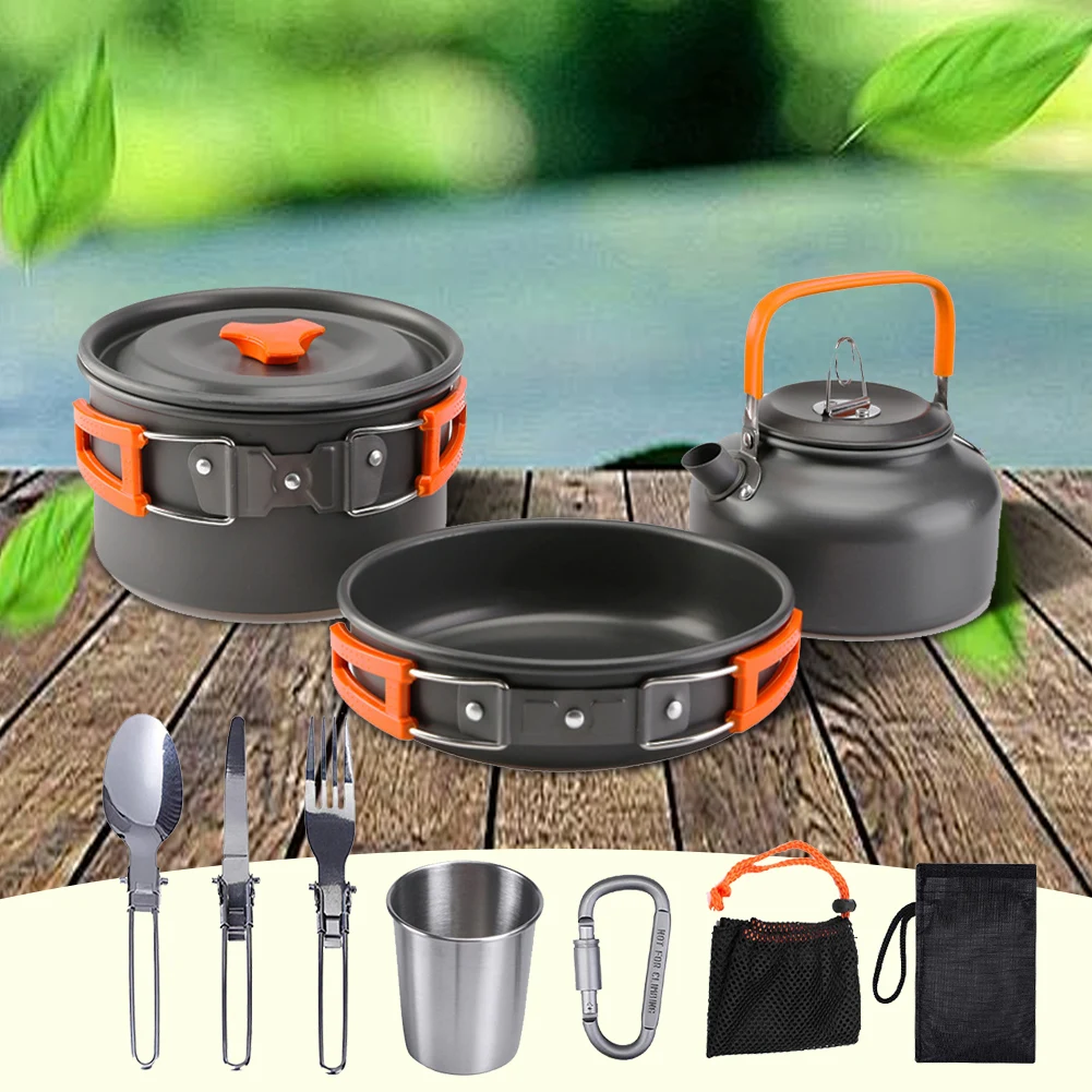 Набор походной посуды: чайник, – обзор и цена Outdoor Camping Cooking Set