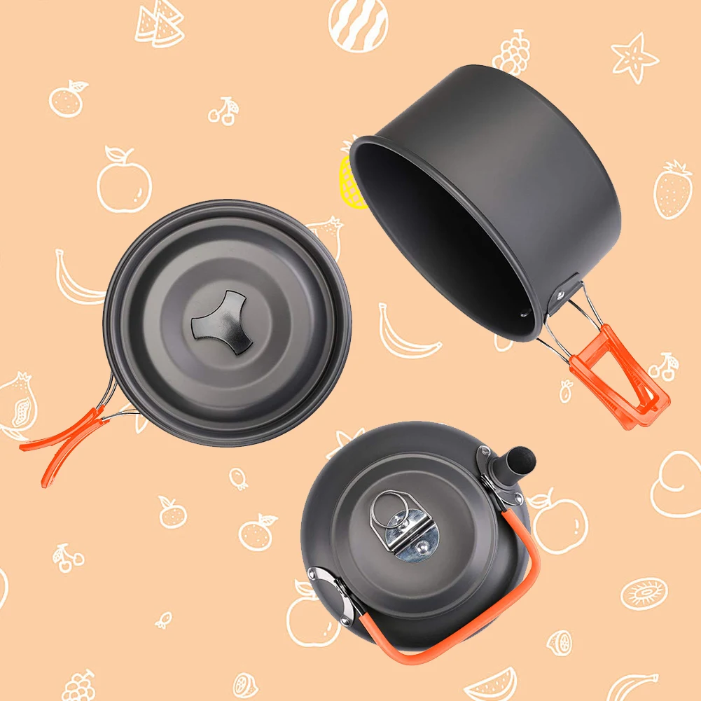 Набор походной посуды: чайник, – обзор и цена Outdoor Camping Cooking Set